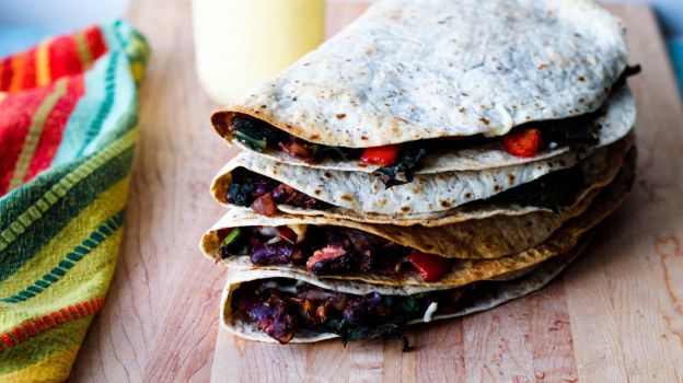 Caribbean Kidney Bean Quesadillas with Mango Aioli