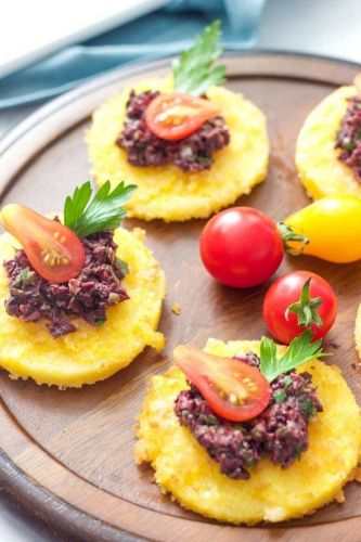 Polenta Bites with Black Olive Tapenade