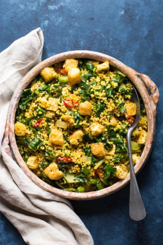 Curried Millet Stir Fry With Kohlrabi