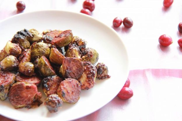 Cranberry glazed roasted brussels sprouts