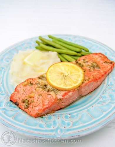 Baked Salmon with Garlic and Dijon