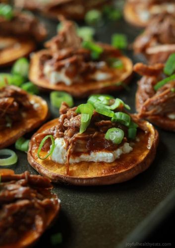 BBQ Pulled Pork Sweet Potato Bites