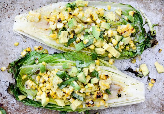 Grilled Romaine Salad With Corn and Avocado