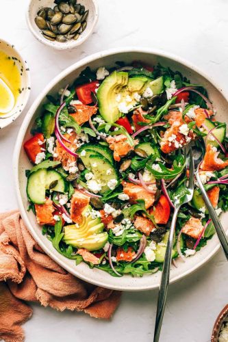 Greek Salmon Salad Bowls