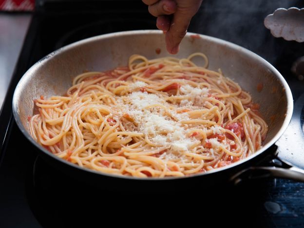 Take the pan off the stove when adding cheese