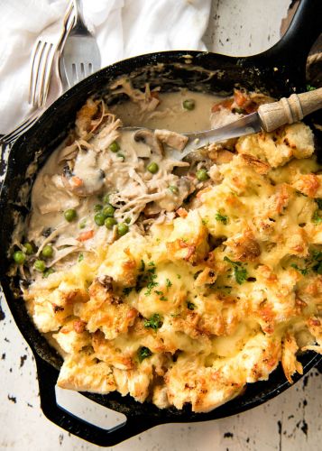 Turkey Pot Pie With Garlic Bread Topping