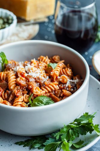 Eggplant and Mushroom Rotini