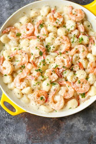 Shrimp and Gnocchi with Garlic Parmesan Cream Sauce