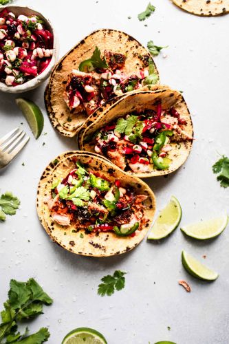 Salmon Tacos With Blackberry Corn Relish