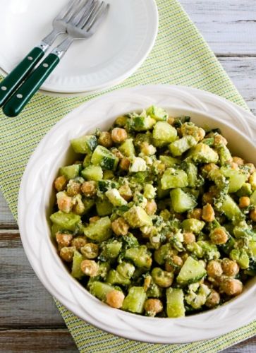 Cucumber, Avocado, and Garbanzo Salad with Feta, Lemon, and Mint