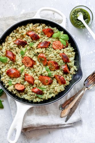 Italian Sausage Cauliflower Rice Skillet