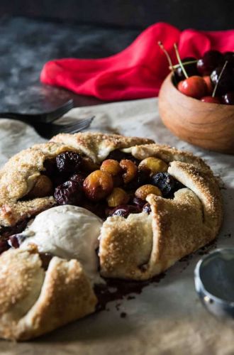 Balsamic-Roasted Cherry Almond Galette