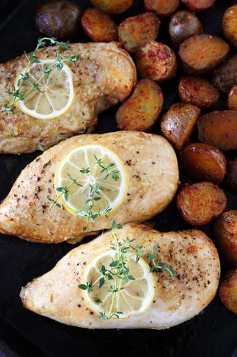 Sheet Pan Lemon Thyme Chicken with Paprika Potatoes