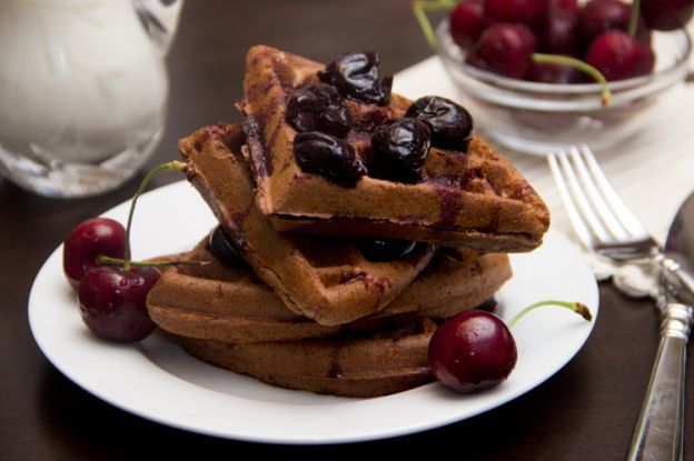 Double Chocolate Cherry Black Forest Waffles