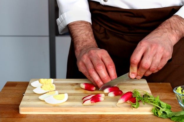 Cut up the radishes