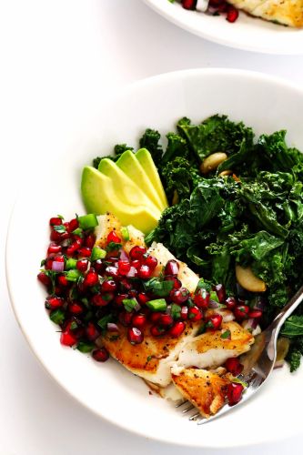 20-Minute Pan-Seared Fish with Pomegranate Salsa