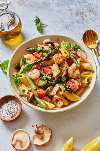 One Pot Shrimp Pasta Primavera