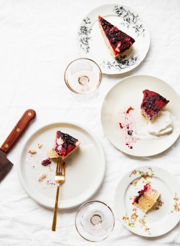 Gluten-Free Smashed Berry Sour Cream Cake