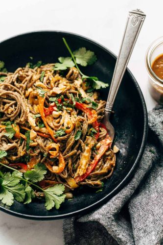 Spicy Peanut Soba Noodle Salad