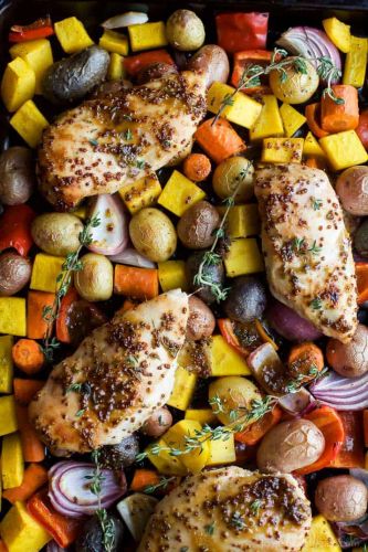 Sheet Pan Honey Mustard Chicken & Vegetables