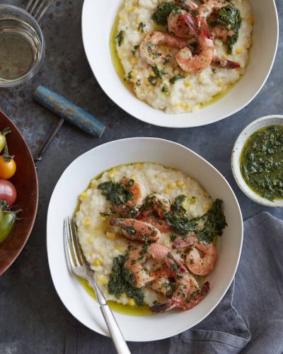 Summer Corn Risotto with Shrimp