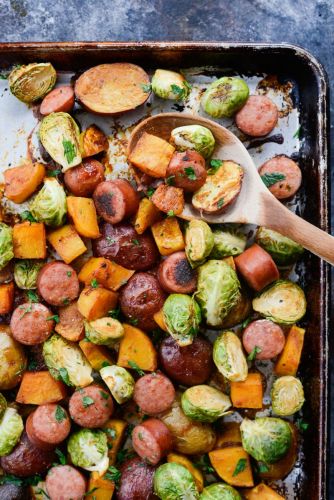 Smoked Sausage and Vegetable Sheet-Pan