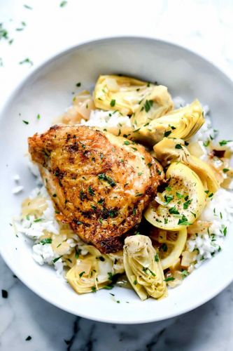 Lemon Chicken Thighs with Artichokes