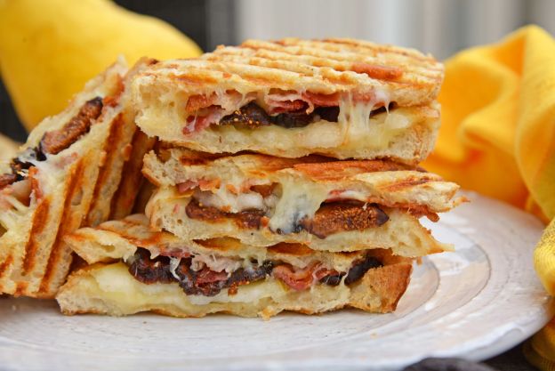 Bacon Pear Fig and CHeese Panini