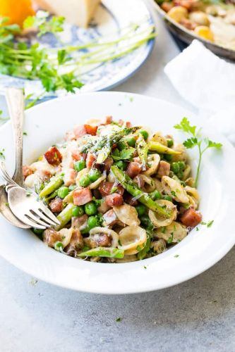 Spring Ham and Asparagus Lemon Cream Pasta