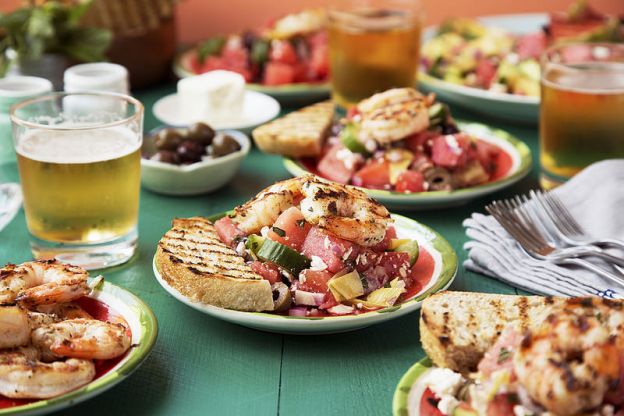 Grilled Shrimp and Watermelon Greek Salad