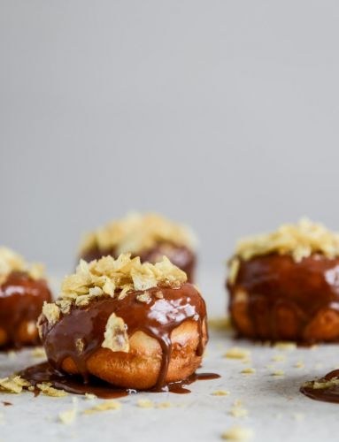 Crunchy Kettle Chip Chocolate Frosted Raised Doughnuts