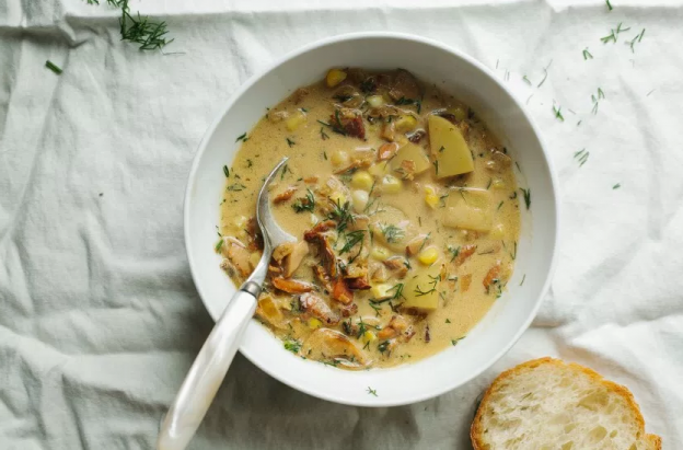 Chanterelle Chowder With Bacon And Corn