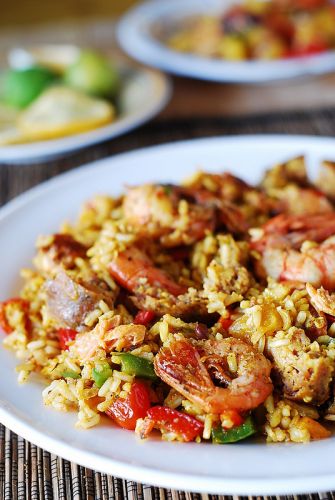 Easy Paella with Chicken, Shrimp and Sausage