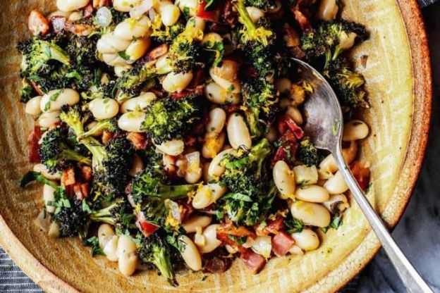 Lemon Broccoli with Beans and Bacon