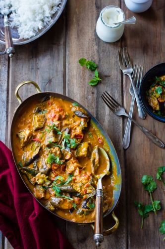 Roasted Eggplant with Cardamom and Coconut Milk