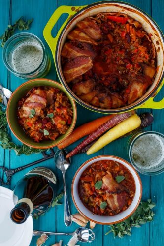 Beer and Beef Chili in a Bacon Bowl