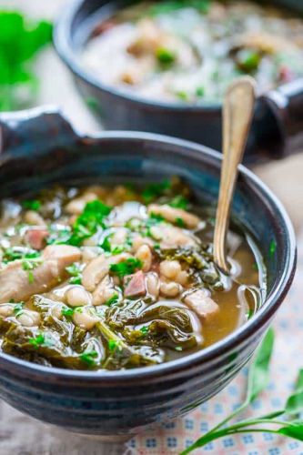 Slow Cooker White Bean Stew with Chicken and Ham