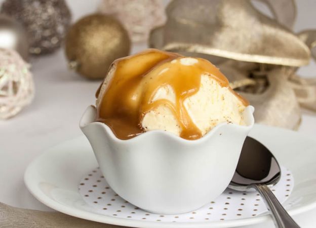 Egg Nog Ice Cream with Hot Buttered Rum Sauce