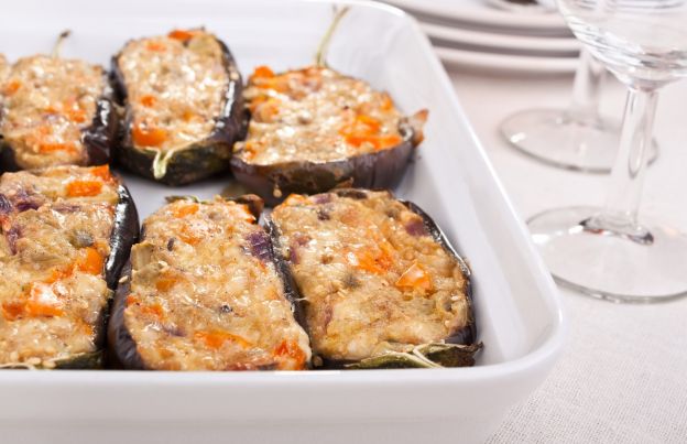 Cheese-stuffed eggplant