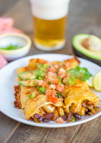 Black Bean & Crispy Mashed Potato Enchiladas