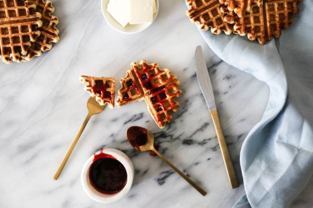 Ricotta Waffles with Vanilla Strawberry Sauce