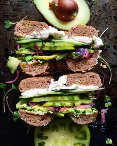 Green Goddess Bagel with Kale Pesto