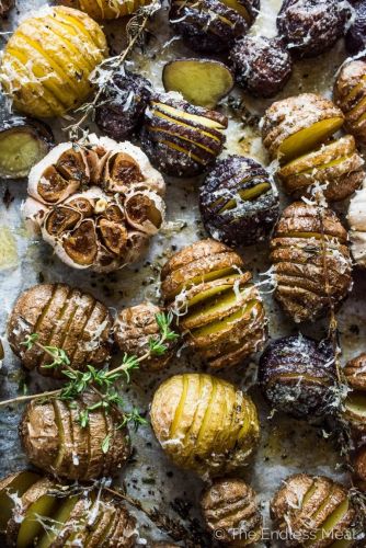 Mini Hasselback Potatoes With Roasted Garlic