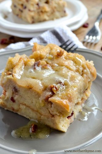 Bread pudding with vanilla bean sauce