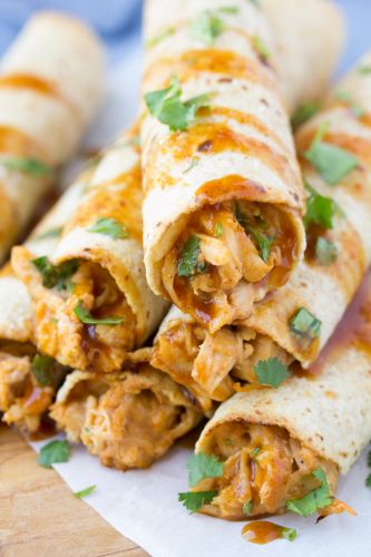 Honey BBQ Slow Cooker Chicken Taquitos