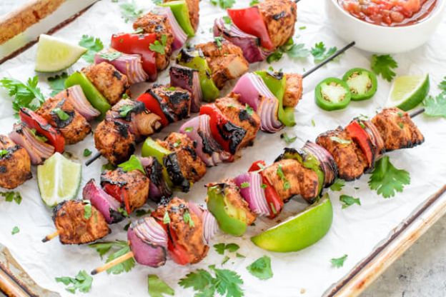 Fajita chicken kebabs