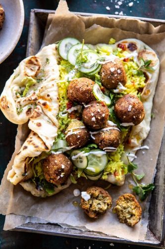 Falafel Naan Wraps with Golden Rice and Special Sauce