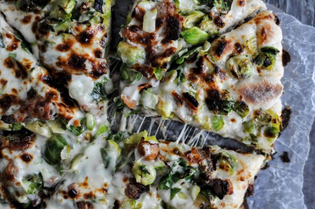 Cast Iron Skillet Brussels Sprouts Bacon Pizza