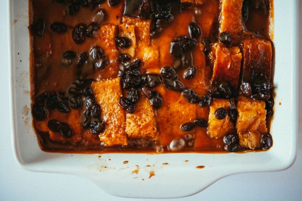 Eggnog Bread Pudding with Cinnamon Caramel Sauce