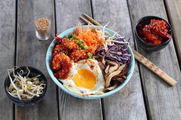 The Ultimate Korean Bibimbap with Spicy Shrimp